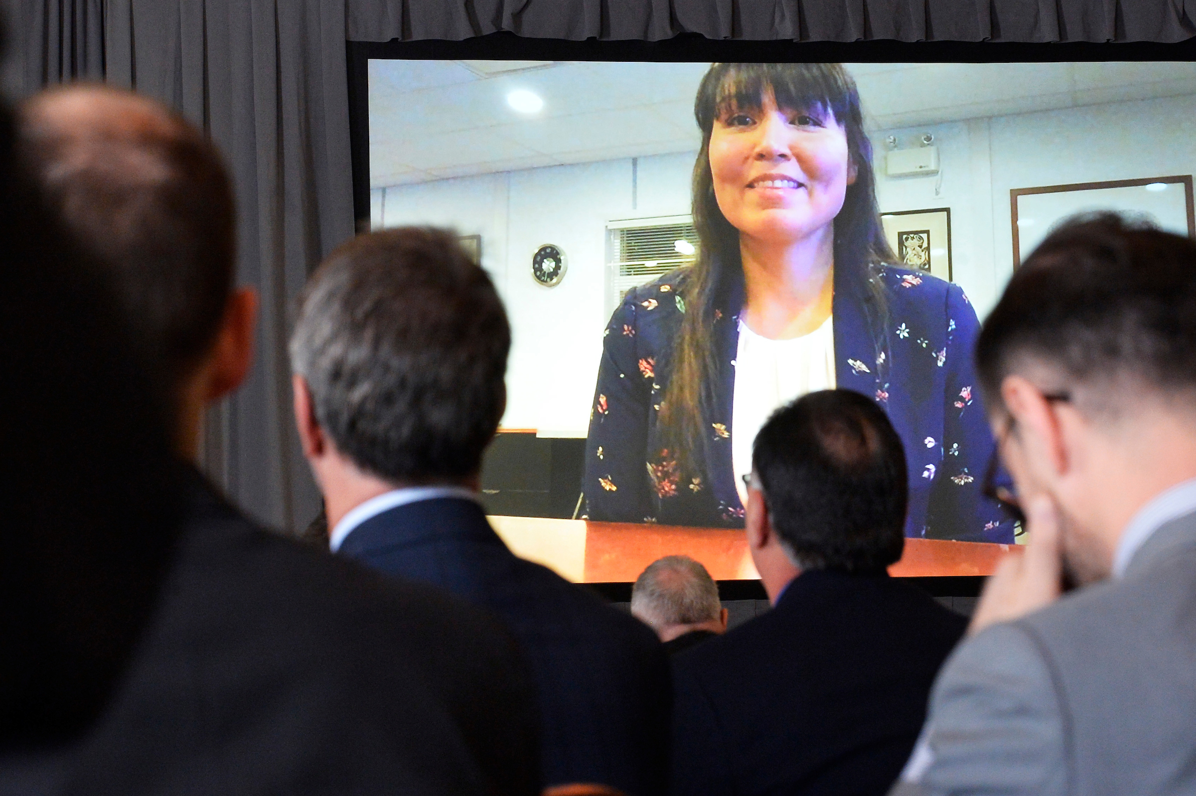 Crystal Smith, Chief Councillor of the Haisla Nation, discusses economic reconciliation via Skype.